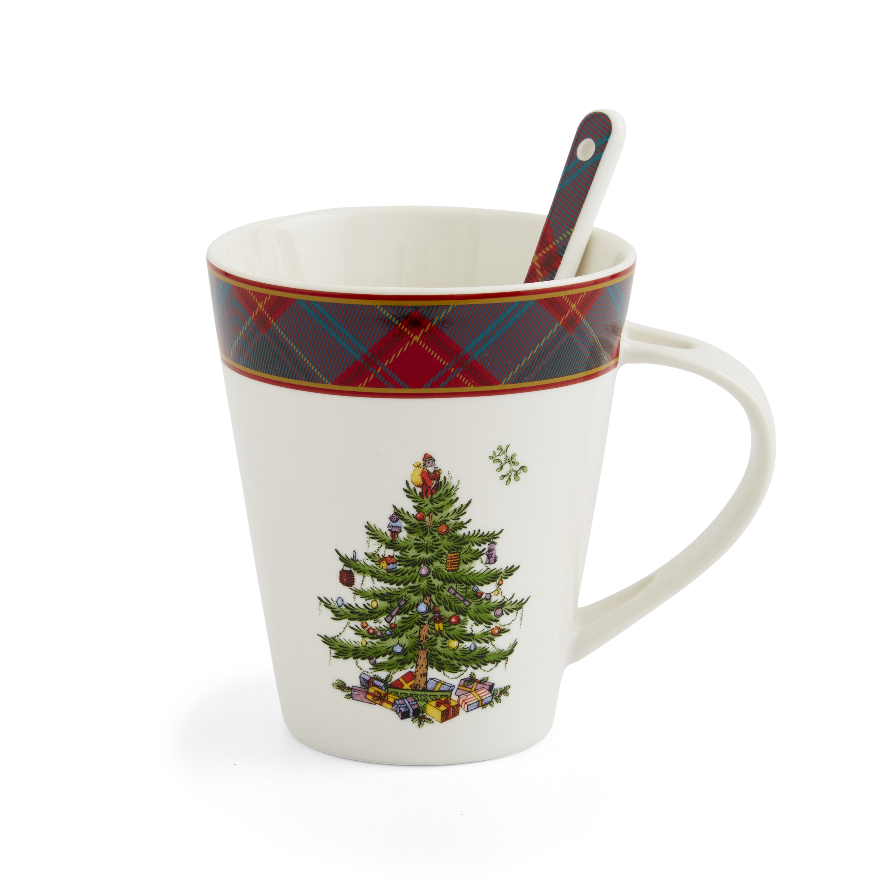 Christmas Tree Tartan Mug & Spoon Set image number null